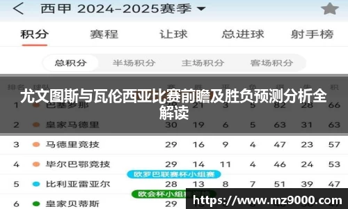 尤文图斯与瓦伦西亚比赛前瞻及胜负预测分析全解读